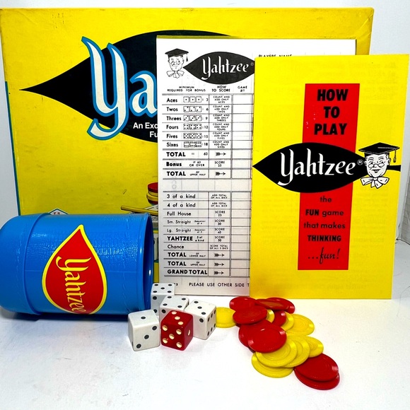 Vintage Yahtzee Dice Game by Milton Bradley Made in USA Original Box and Pieces - Picture 1 of 6